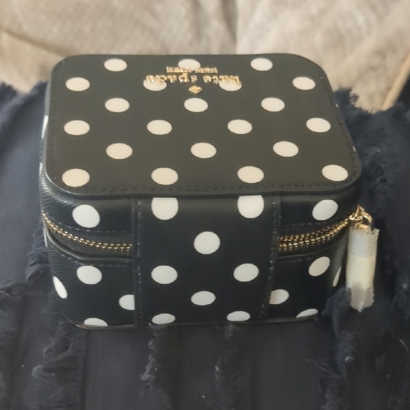Kate Spade Black Polka Dot Jewelry Box Travel Storage Case w/ Original Box - Picture 6 of 6
